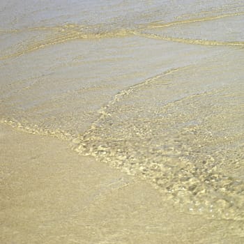 Clear ocean water on gold sand