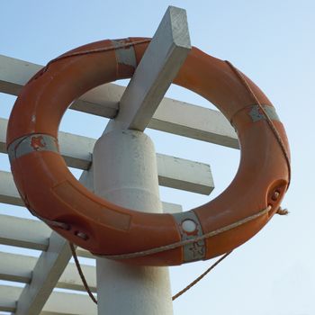 Lifeguard buooy hanging at dawn