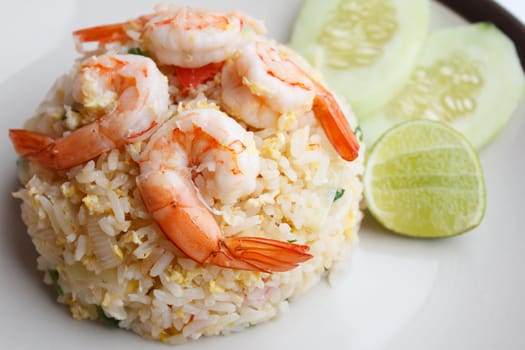 fried rice with shrimp close up -  Asian food