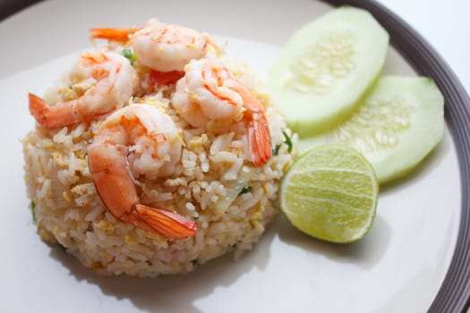 fried rice with Shrimp and cucumber