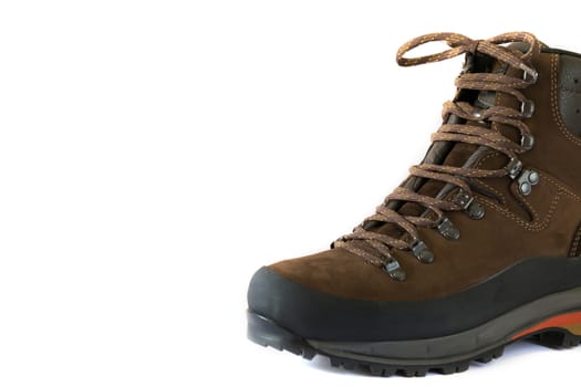 hiking boot on a white paper