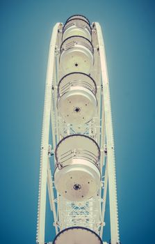 Retro Vintage Style Photo Of A Detail Of A Ferris Wheel At An Amusement Park At Dusk
