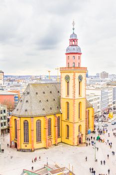 Skyline of Frankfurt with the St. Catherine's Church, Hauptwache and the plaza