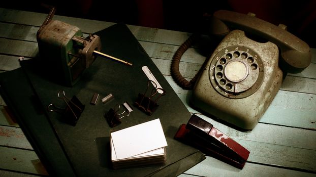 Grunge stationary still life, Ancient office concept