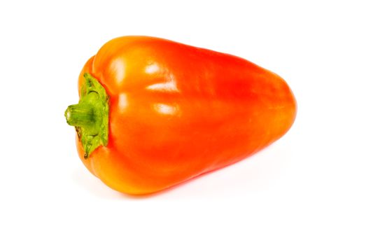 One red and yellow sweet pepper on a white background