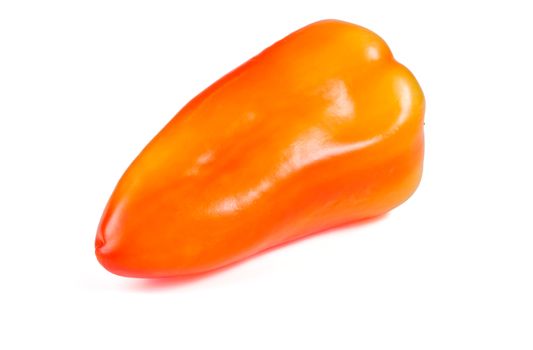 One red and yellow sweet pepper on a white background