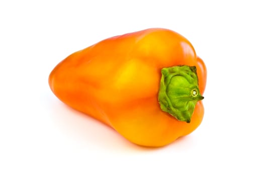 One red and yellow sweet pepper on a white background