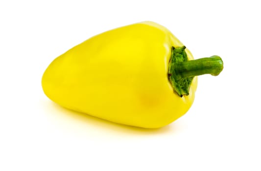One yellow sweet pepper on a white background