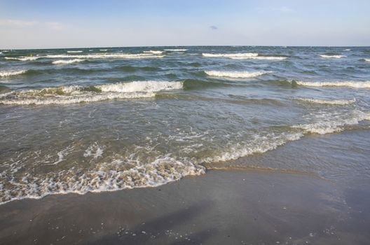 Sea waves on a sandy beach, Black Sea