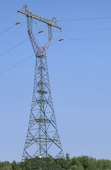 Power transmission tower, view from below