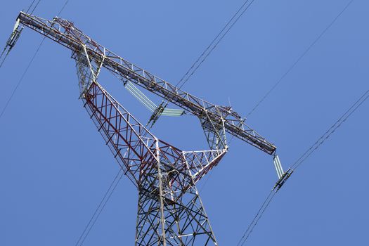 Power transmission tower, view from below