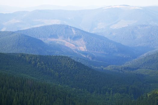 Mountain landscape, Eastern Carpathians mountains, view from above