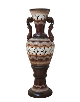 Decorative ceramic vase isolated over white background