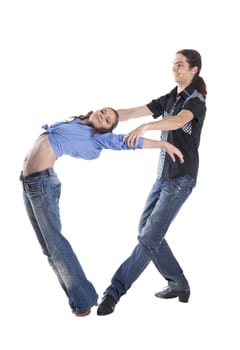 Dancing couple isolated over white background