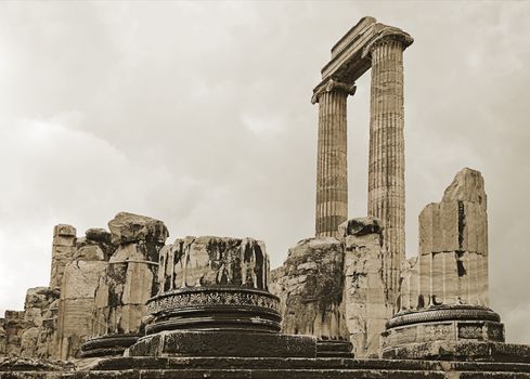 Ruins of ancient Apollo temple in Didyma, Turkey