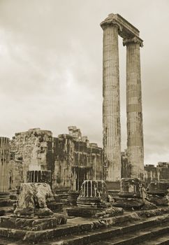 Ruins of ancient Apollo temple in Didyma, Turkey