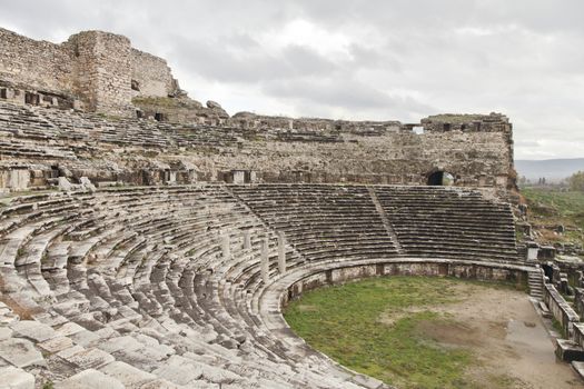 Ancient greek amphitheater in Turkey, abstract architecture