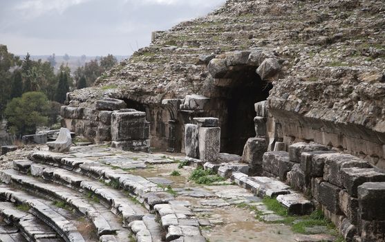 Ancient greek amphitheater in Turkey, abstract architecture