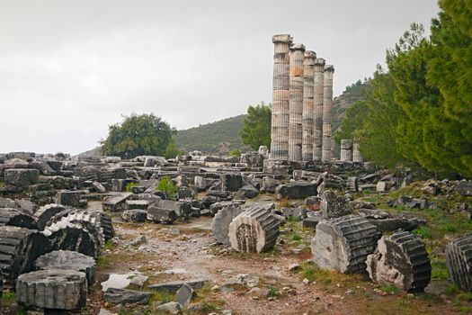 Ruin in ancient greek town Hierapolis, Turkey