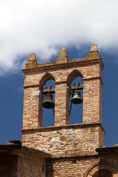 view on some of famous towerwith bells in San Gimignano in Toscany in italy