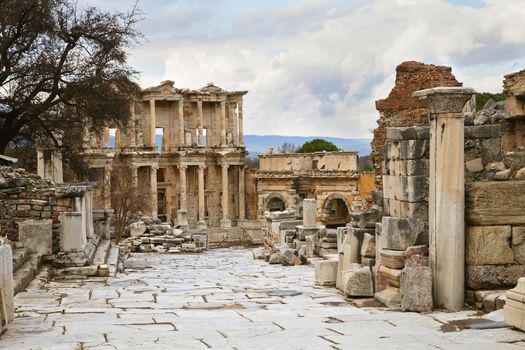 Celsus library in ancient town of Ephesus, Turkey