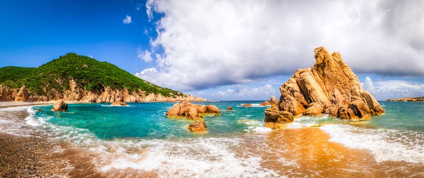 Beach scenic panoramic view in Costa Paradiso, Sardinia, Italy