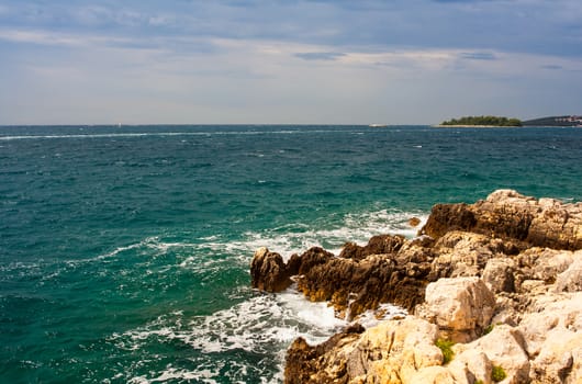View of Rovinj coast in Istria, Croatia