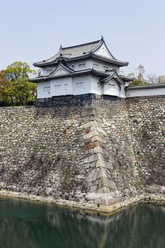 Osaka castle and moat at day