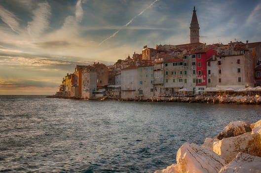 View of Rovinj little city in Istria, Croatia
