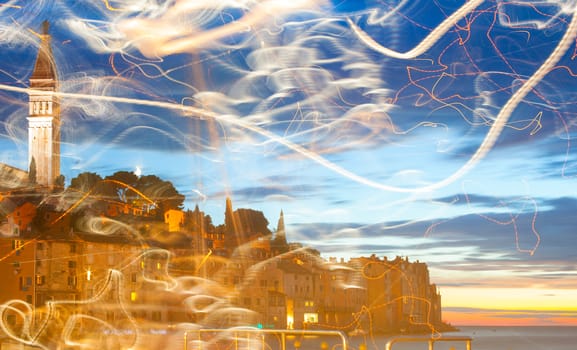 View of Rovinj coast in Istria, Croatia