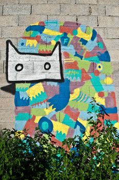 Urban Art - street in Mulhouse - France - abstract cat