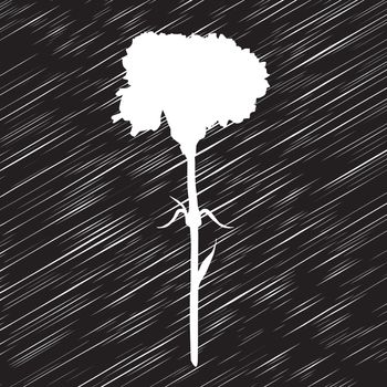 Carnation silhouette, stencil drawing over a textured background