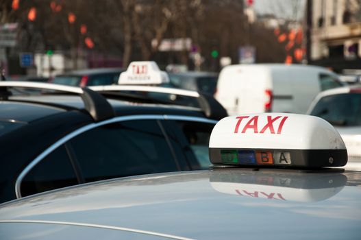 parisian taxi in ciculation in France
