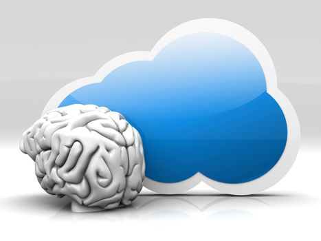 Intelligence of cloud computing. 3D rendered illustration.