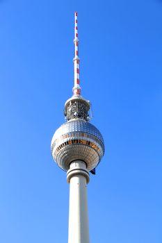 The TV Tower located on the Alexanderplatz in Berlin, Germany.