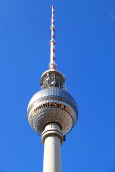 The TV Tower located on the Alexanderplatz in Berlin, Germany.