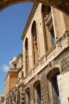 Historic buildings in the Knights Quarter in Il-Birgu, Malta, southern Europe.