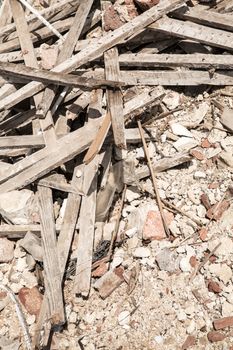 Wooden planks of a demolished house.