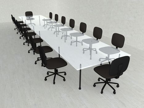 3D rendered Boardroom. Concrete Interior.
