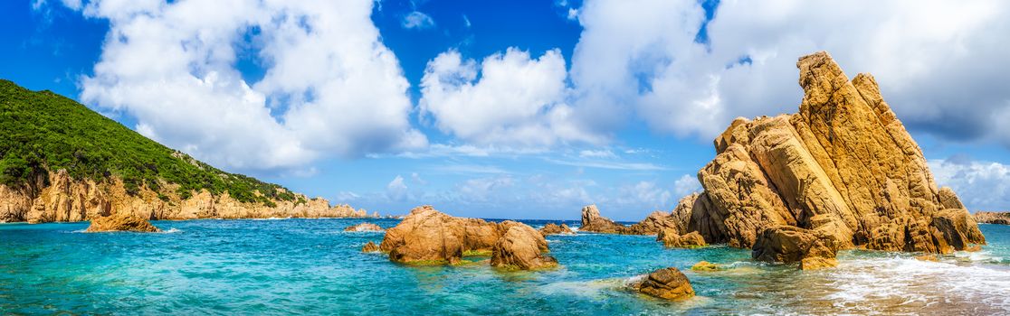 Ocean coastline scenic panoramic view in Costa Paradiso, Sardinia, Italy