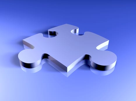 3D Illustration of a metallic Puzzle Piece.
