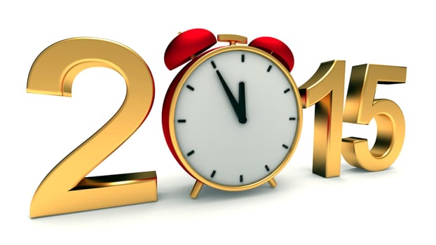 New year 2015 illustration with red clock