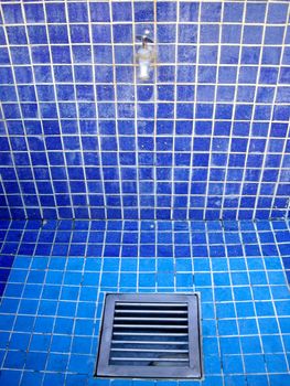 Outdoor tiled shower in Mexico