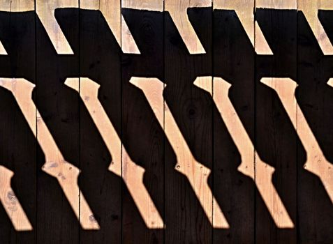 abstract background shadow railings on the old wooden floor