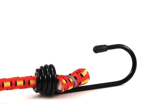 Stock pictures of bungee cords with steel hooks of several colors