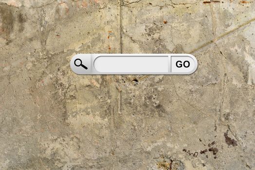 Search bar in browser on background of aged brown cemented wall
