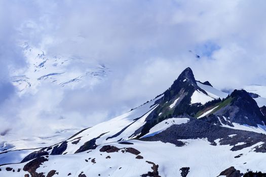 Mount Baker Under Clouds from Artist Point  Mount Baker Highway Snow Mountain Washington State Pacific Northwest