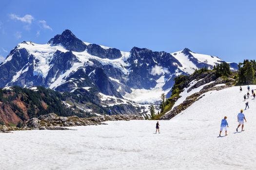 Hiking Summer Snowfields Glaciers Artist Point Mount Shuksan Mount Baker Highway Snow Mountain Washington State Pacific Northwest

