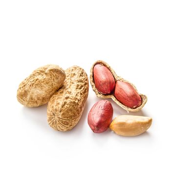 Peanuts in shell on white background