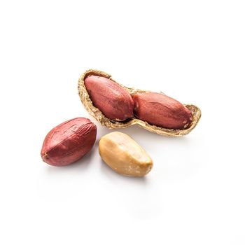 Peanuts in shell on white background